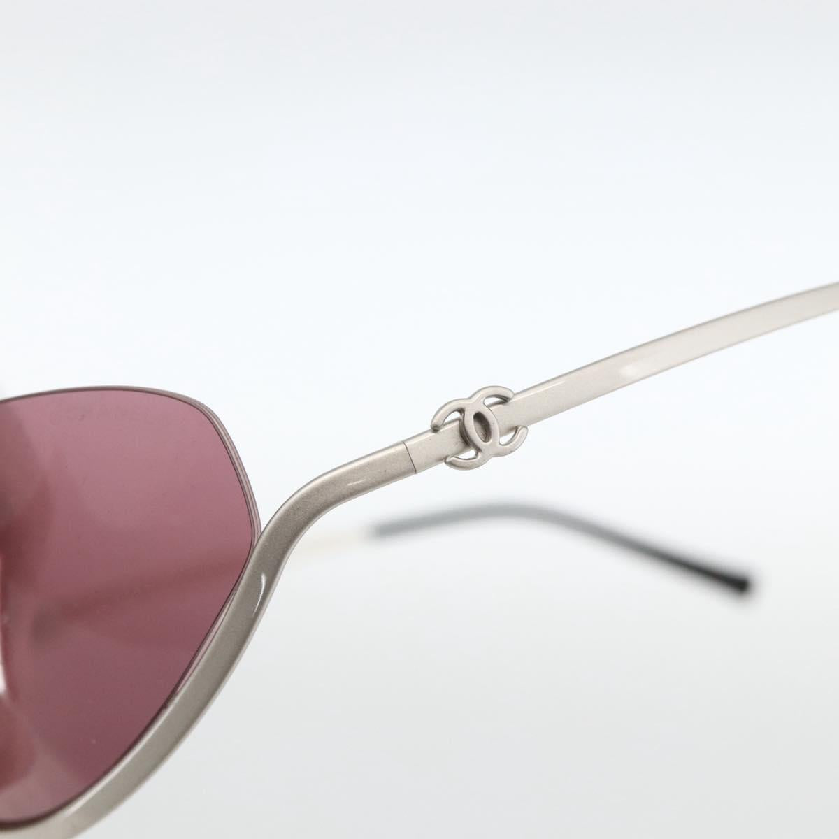 CHANEL COCO Mark Sunglasses metal Silver tone 4004 CC Auth BAZ737
