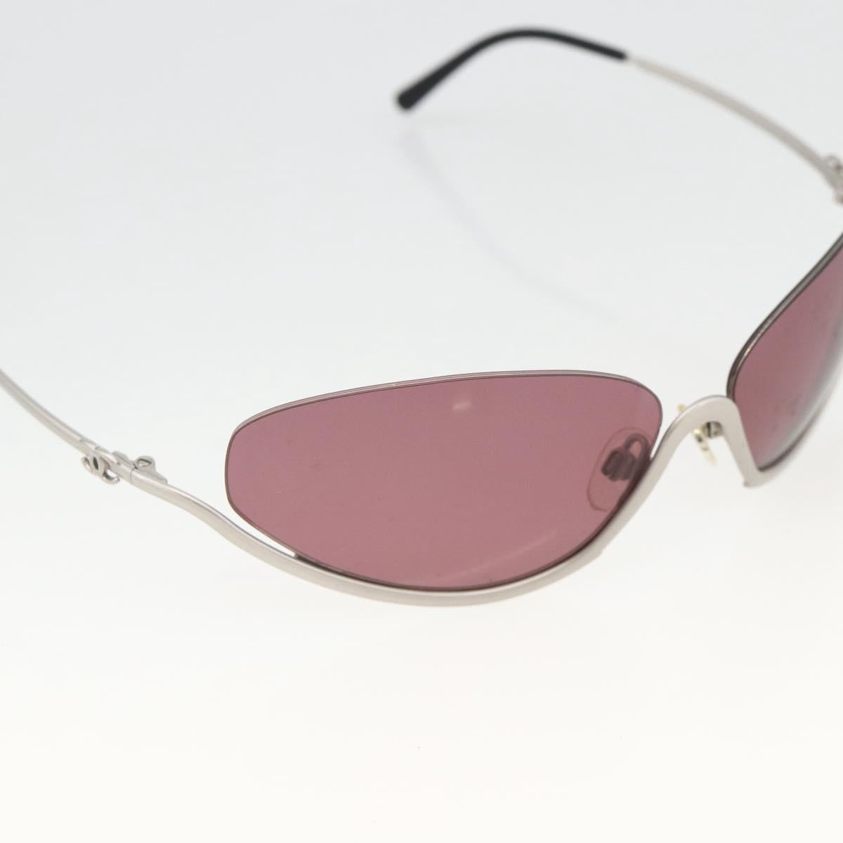 CHANEL COCO Mark Sunglasses metal Silver tone 4004 CC Auth BAZ737