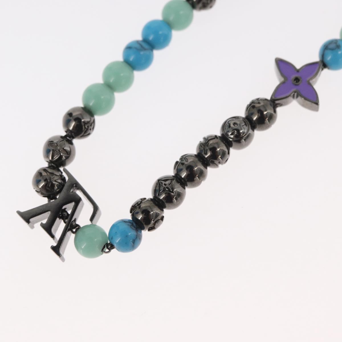LOUIS VUITTON Collier LV Beads Necklace metal Turquoise Blue M00313 Auth BAZ738M