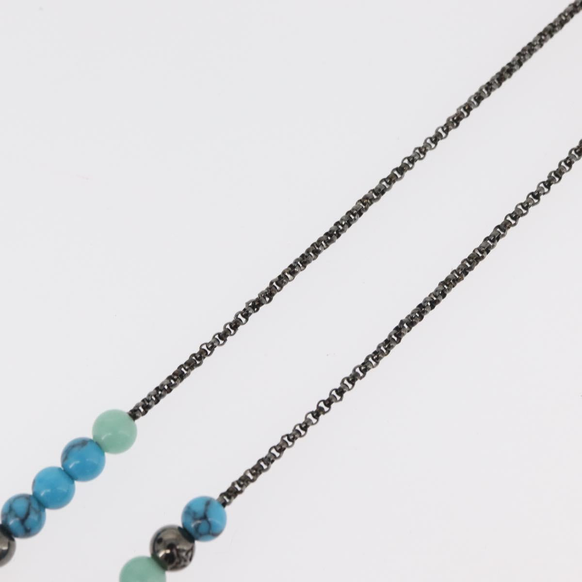 LOUIS VUITTON Collier LV Beads Necklace metal Turquoise Blue M00313 Auth BAZ738M