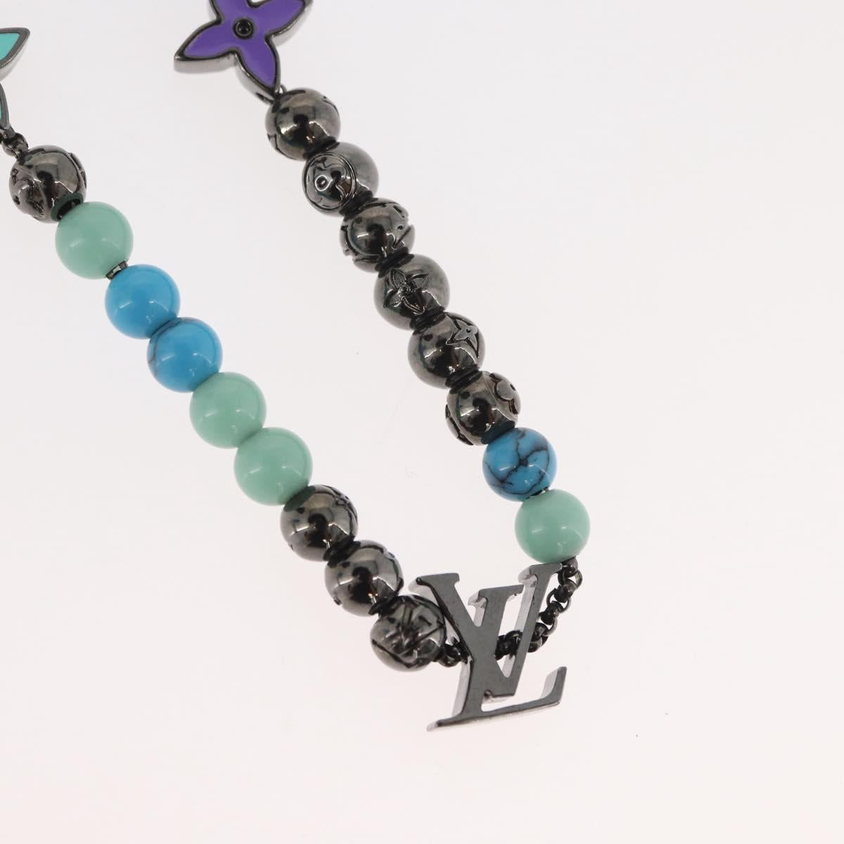 LOUIS VUITTON Collier LV Beads Necklace metal Turquoise Blue M00313 Auth BAZ738M