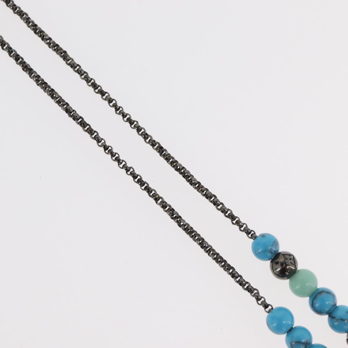LOUIS VUITTON Collier LV Beads Necklace metal Turquoise Blue M00313 Auth BAZ738M
