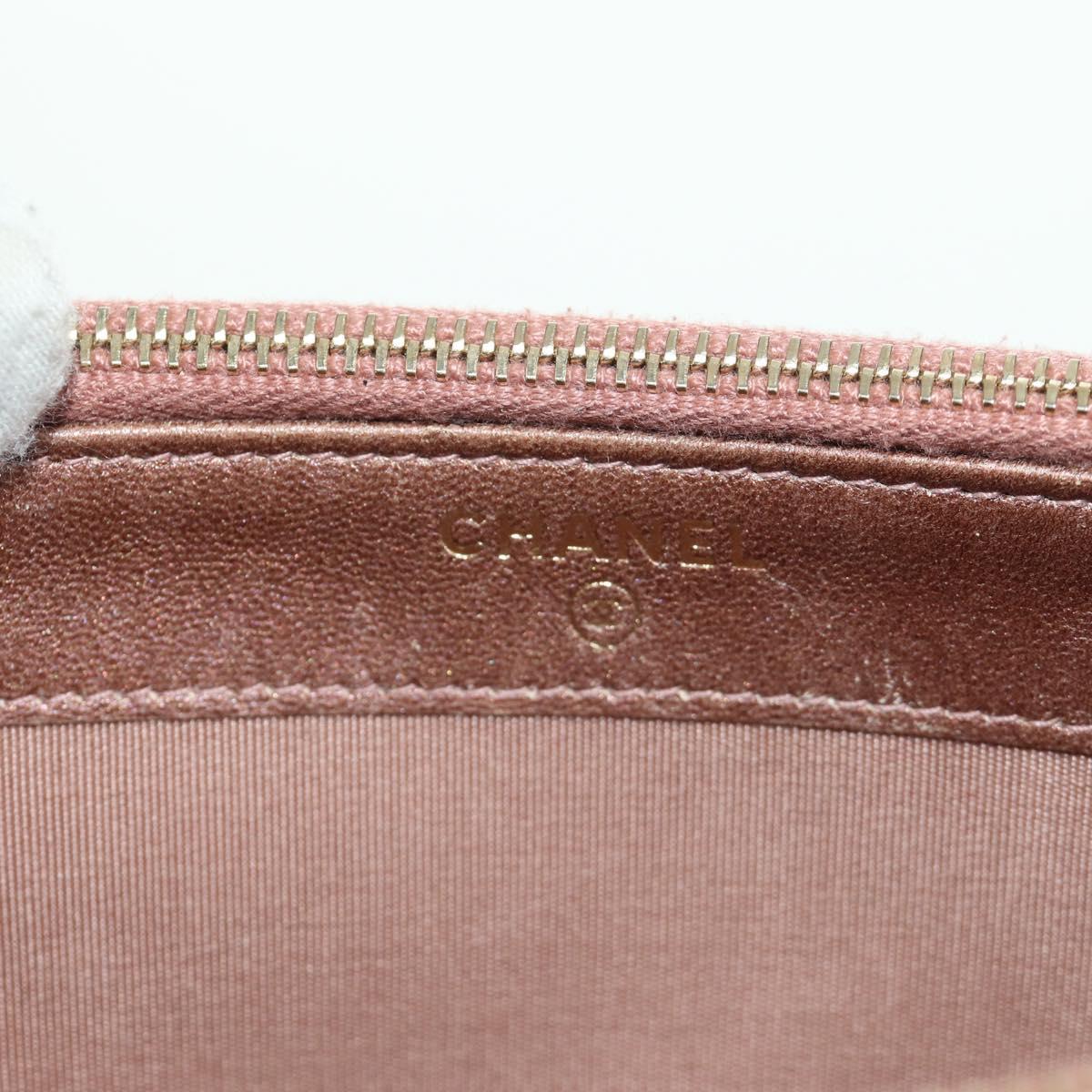 CHANEL Matelasse Chain Wallet Shoulder Bag Leather Pink Gold CC Auth BAZ741V