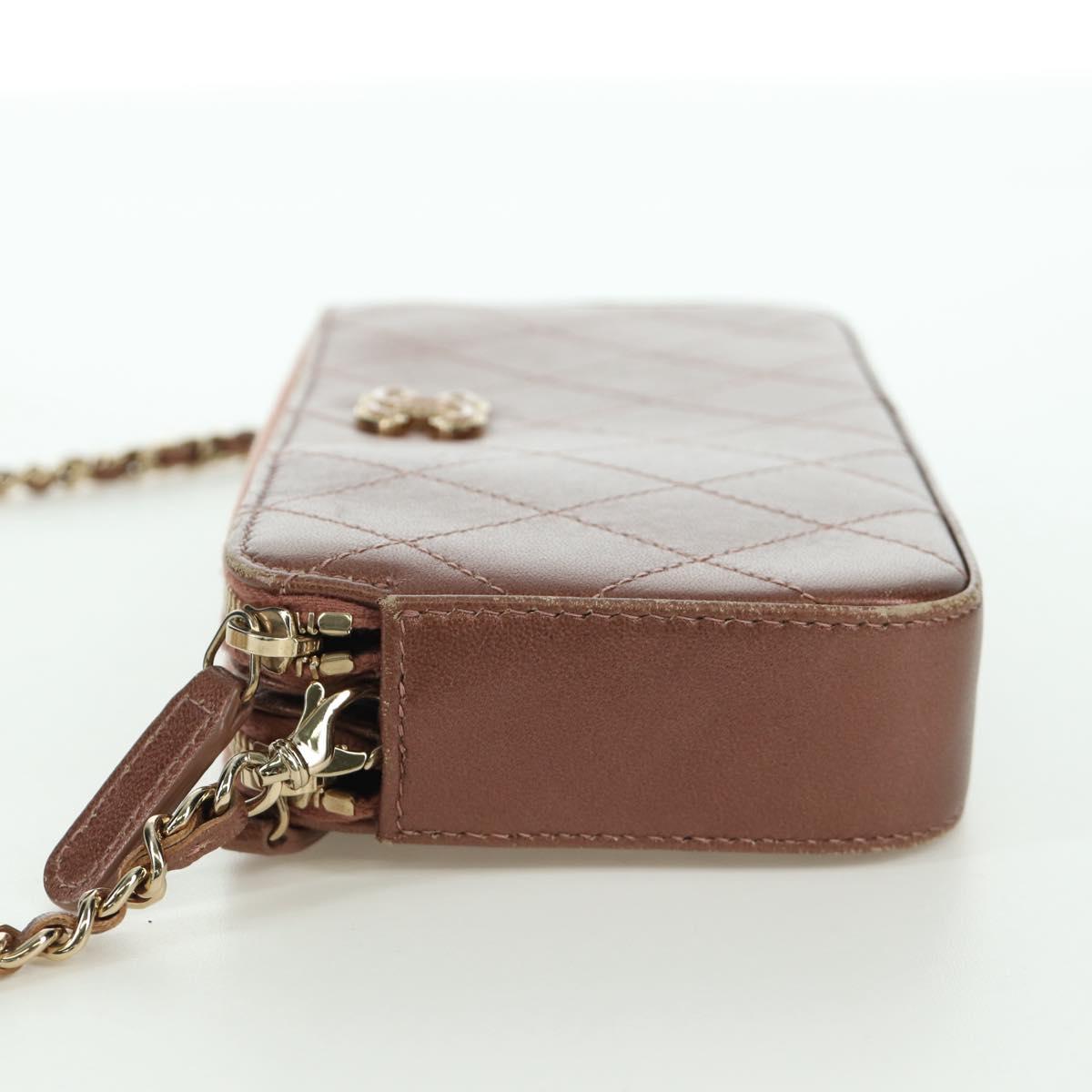 CHANEL Matelasse Chain Wallet Shoulder Bag Leather Pink Gold CC Auth BAZ741V