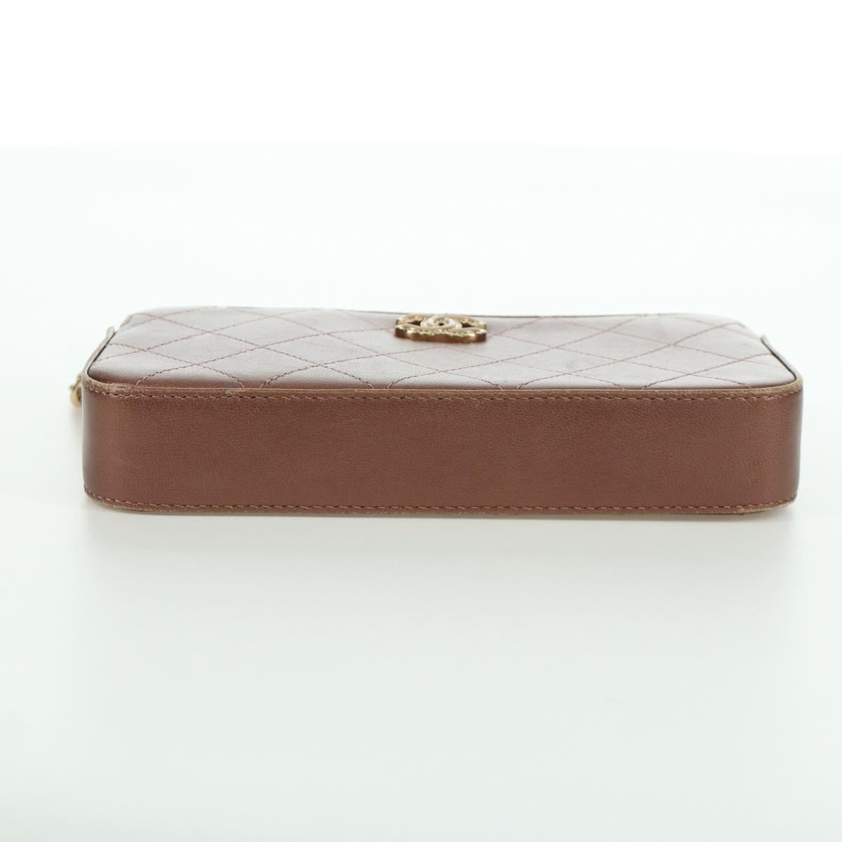 CHANEL Matelasse Chain Wallet Shoulder Bag Leather Pink Gold CC Auth BAZ741V