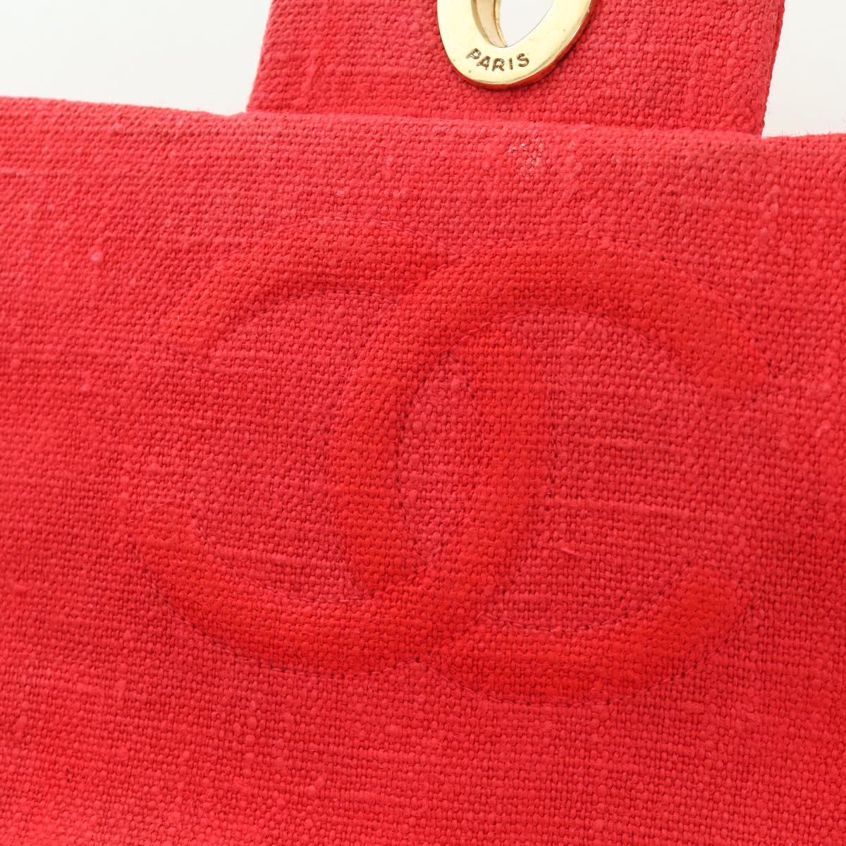 CHANEL Big Matelasse 35 Chain Shoulder Bag Canvas Gold Red CC Auth BAZ742V