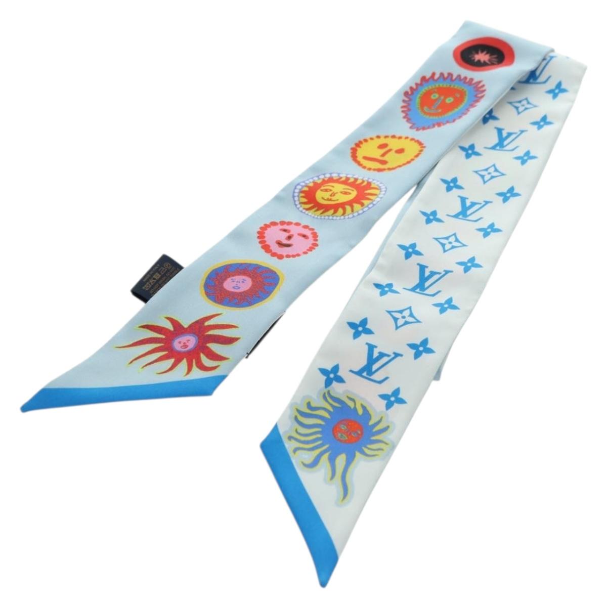 LOUIS VUITTON Yayoi Kusama Face Bando BB Scarf Silk Blue M78313 LV Auth BAZ743M
