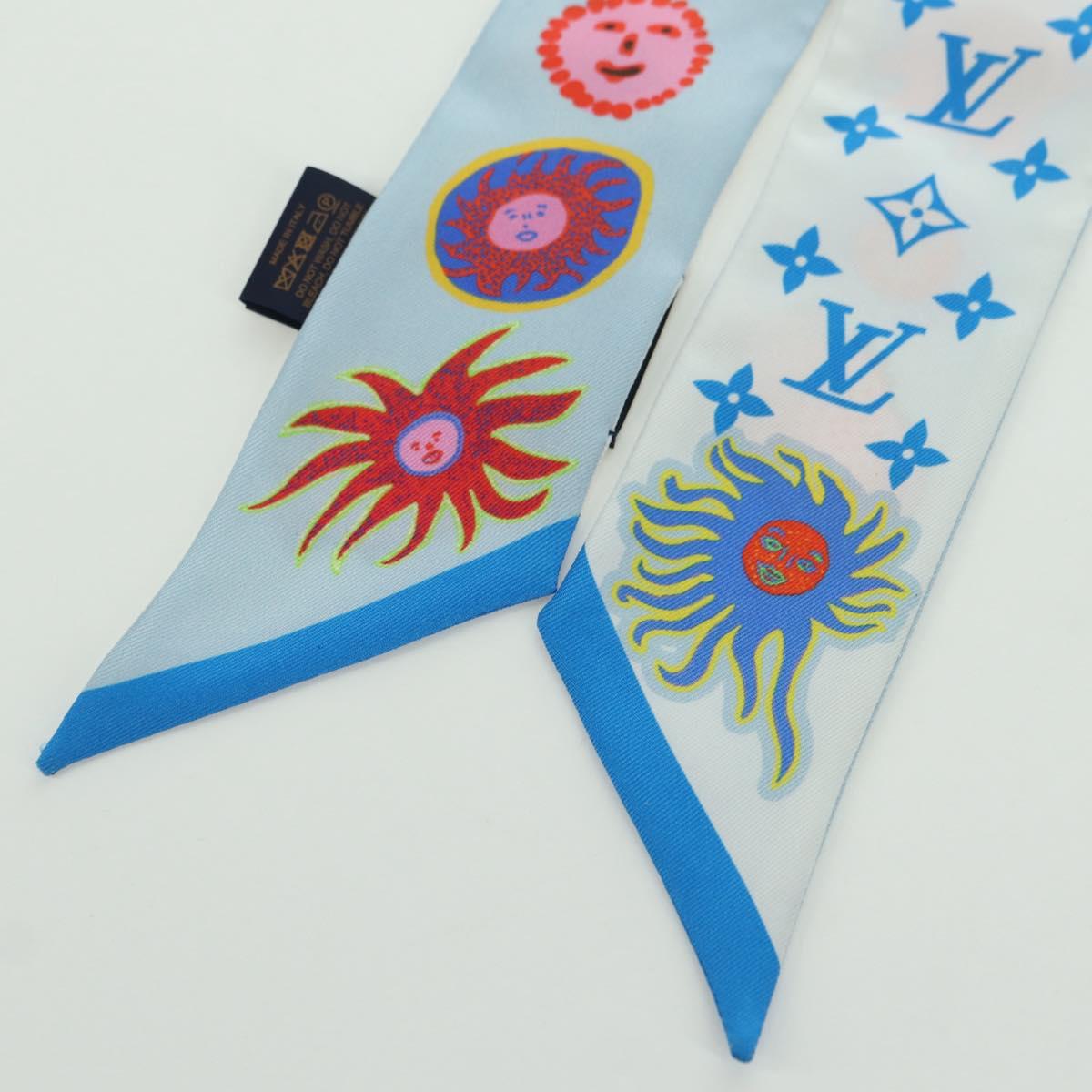 LOUIS VUITTON Yayoi Kusama Face Bando BB Scarf Silk Blue M78313 LV Auth BAZ743M