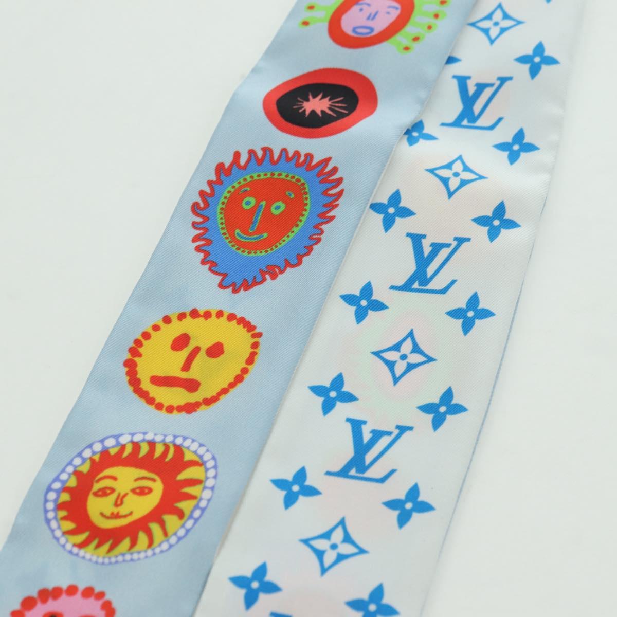 LOUIS VUITTON Yayoi Kusama Face Bando BB Scarf Silk Blue M78313 LV Auth BAZ743M