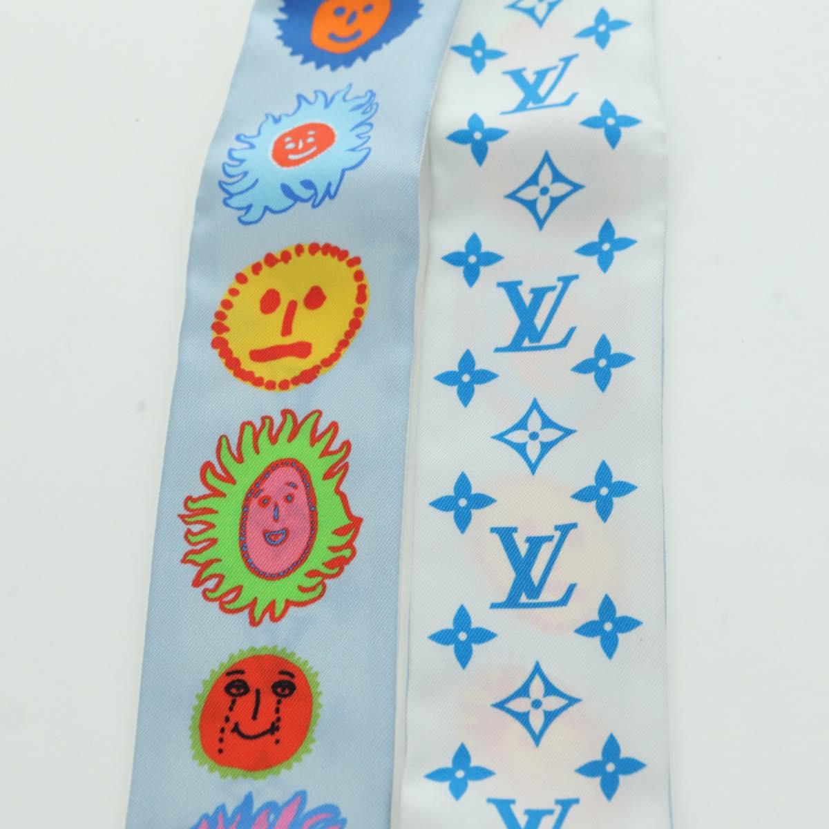LOUIS VUITTON Yayoi Kusama Face Bando BB Scarf Silk Blue M78313 LV Auth BAZ743M