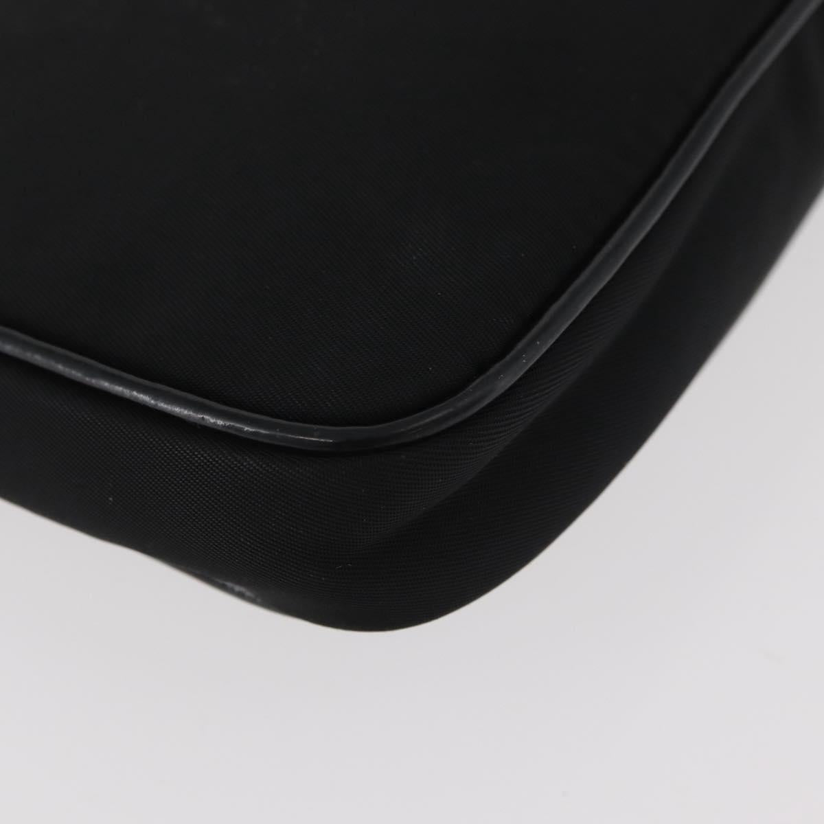 PRADA Chain Shoulder Bag Nylon Black Silver Auth BAZ748A