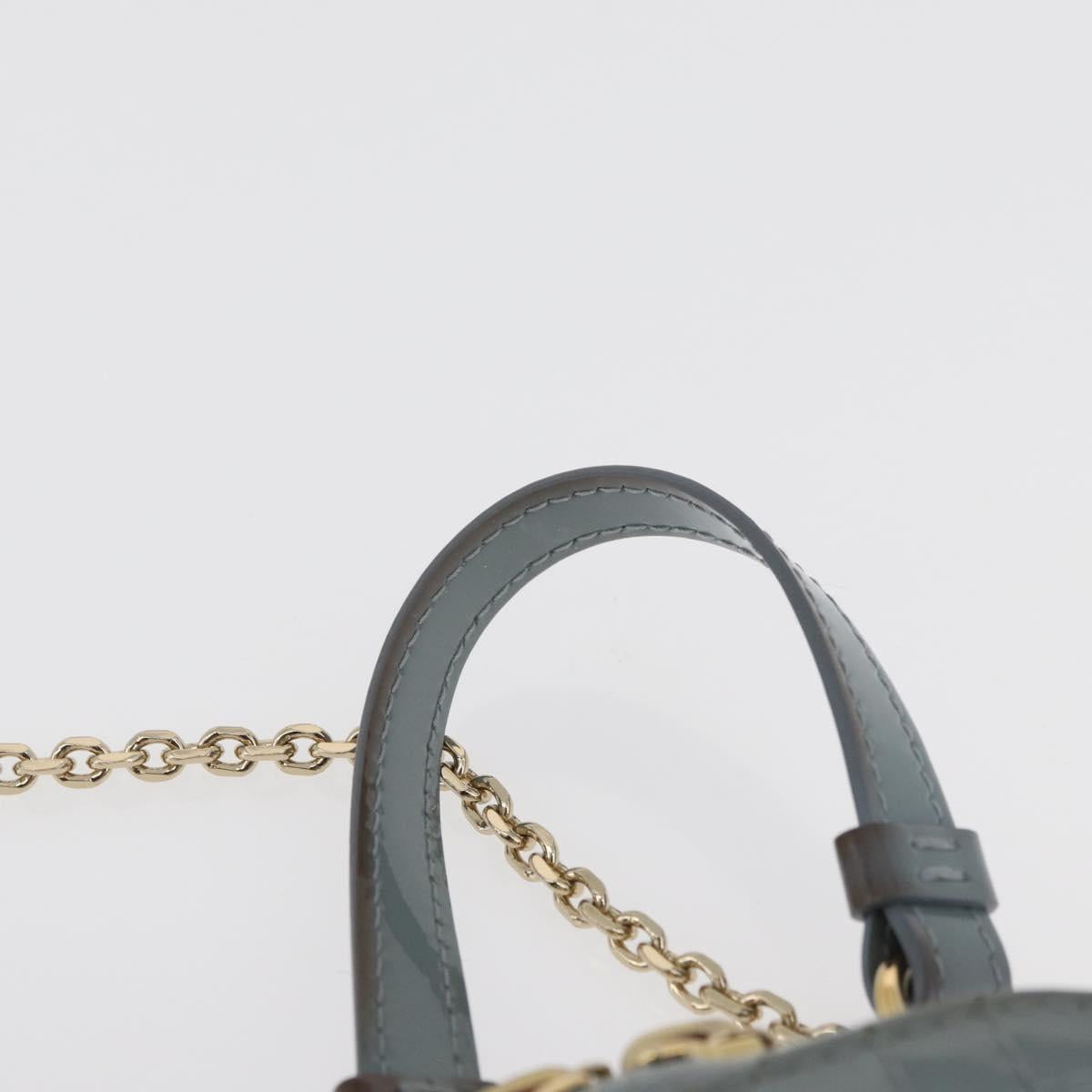 Christian Dior Cannage Chain Phone Pouch Bag Patent 2way Blue Gold Auth BAZ749A