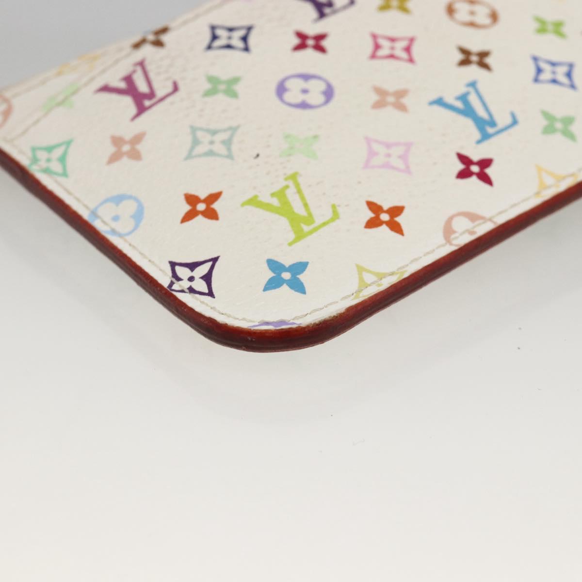 LOUIS VUITTON Multicolor Pochette Cles NM Coin Purse White M93734 Auth BAZ750A