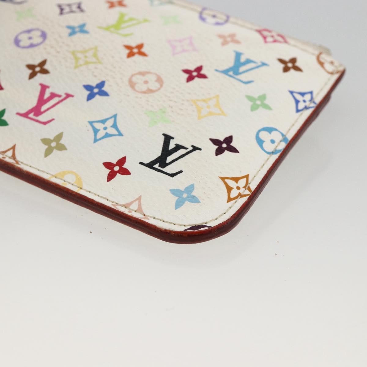 LOUIS VUITTON Multicolor Pochette Cles NM Coin Purse White M93734 Auth BAZ750A