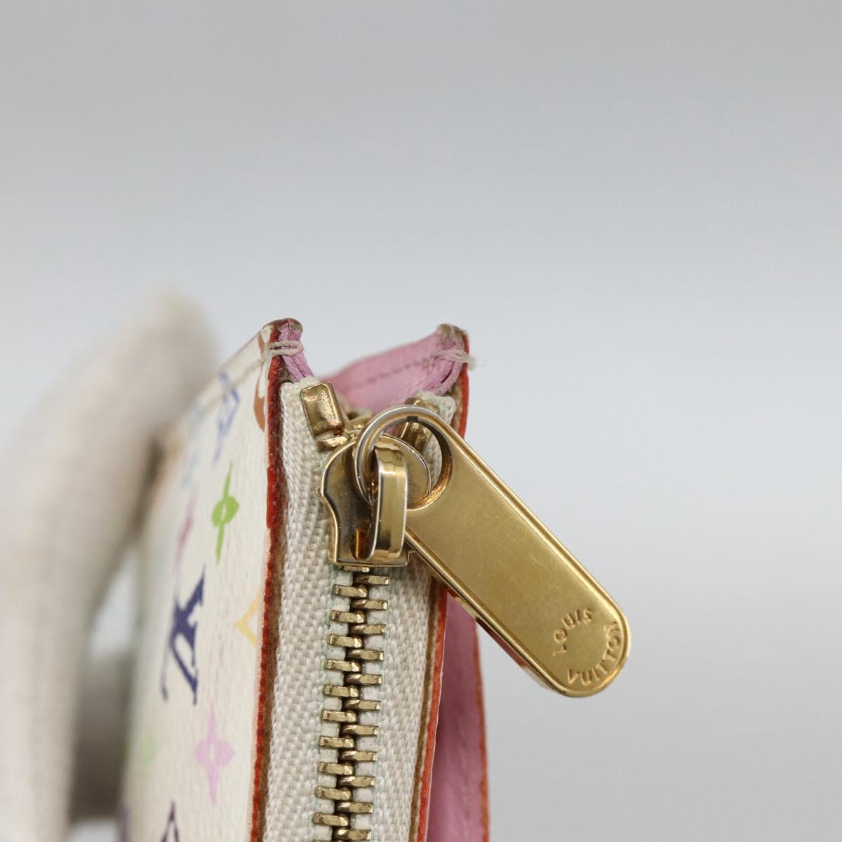 LOUIS VUITTON Multicolor Pochette Cles NM Coin Purse White M93734 Auth BAZ750A