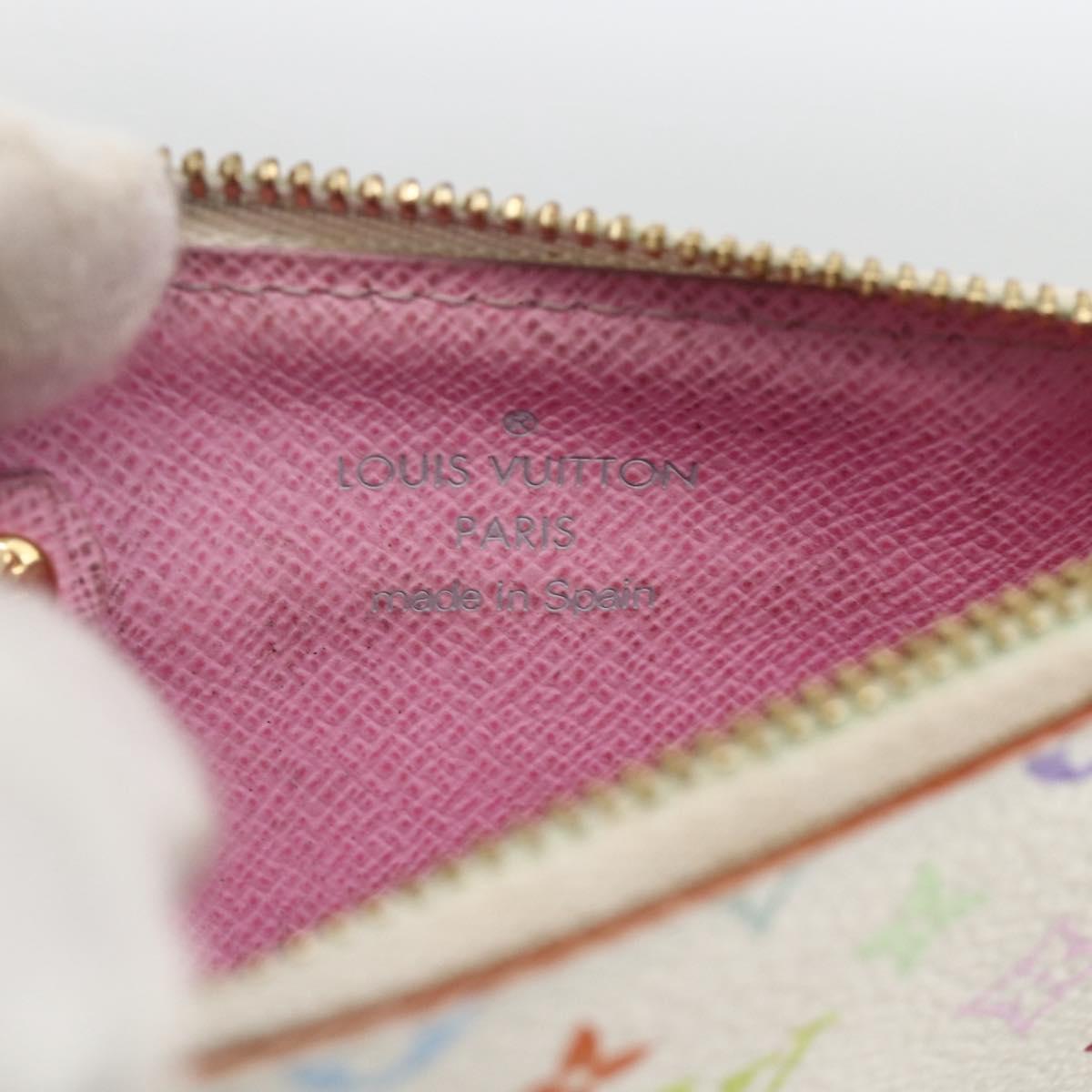LOUIS VUITTON Multicolor Pochette Cles NM Coin Purse White M93734 Auth BAZ750A