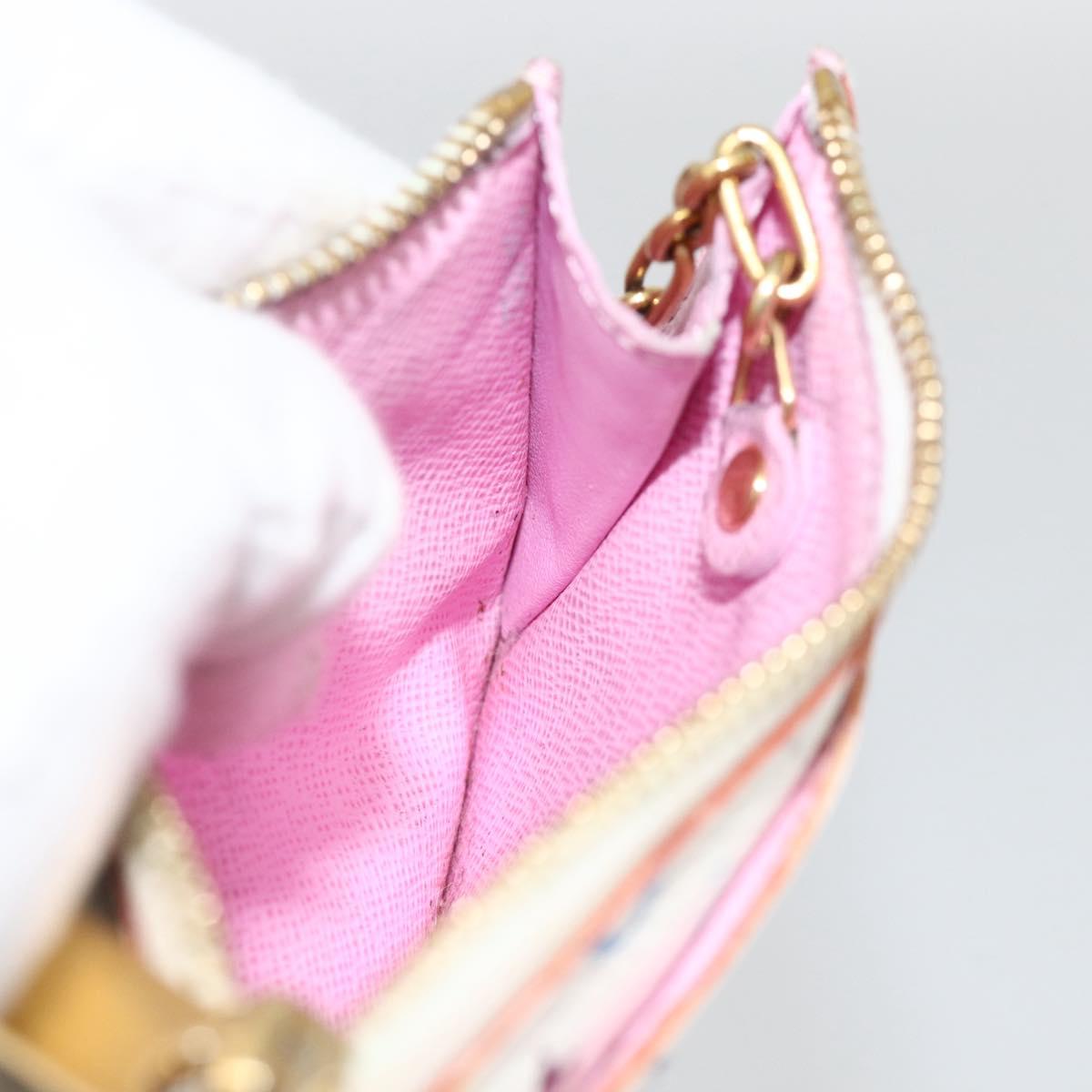 LOUIS VUITTON Multicolor Pochette Cles NM Coin Purse White M93734 Auth BAZ750A