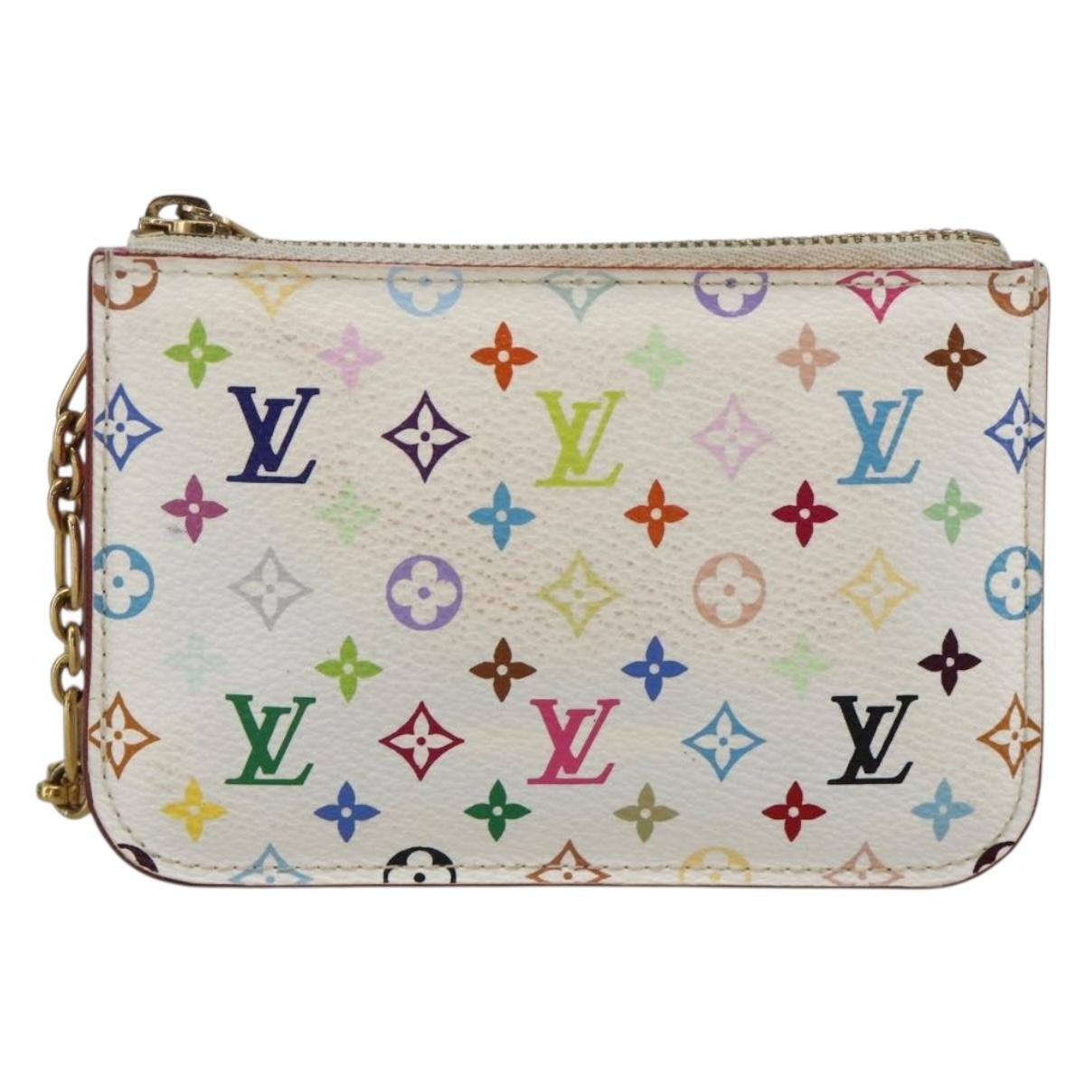 LOUIS VUITTON Multicolor Pochette Cles NM Coin Purse White M93734 Auth BAZ750A