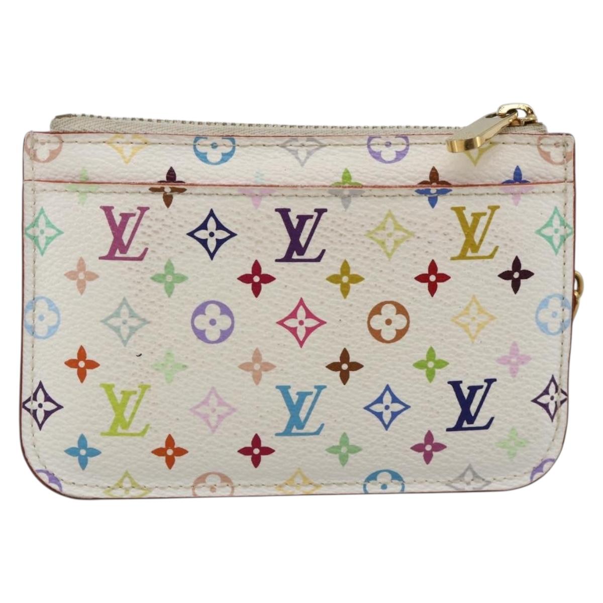 LOUIS VUITTON Multicolor Pochette Cles NM Coin Purse White M93734 Auth BAZ750A