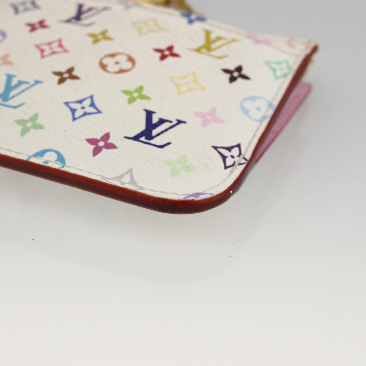 LOUIS VUITTON Multicolor Pochette Cles NM Coin Purse White M93734 Auth BAZ750A