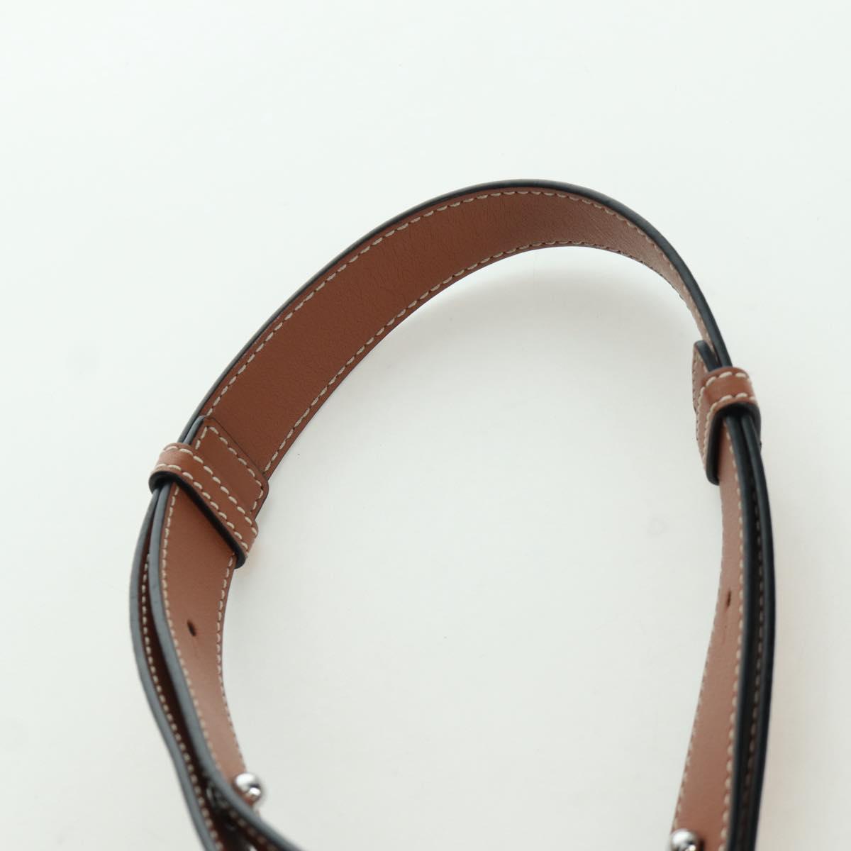 LOEWE Hammock Small Hand Bag Canvas Leather 2way Brown Silver Auth BAZ780V