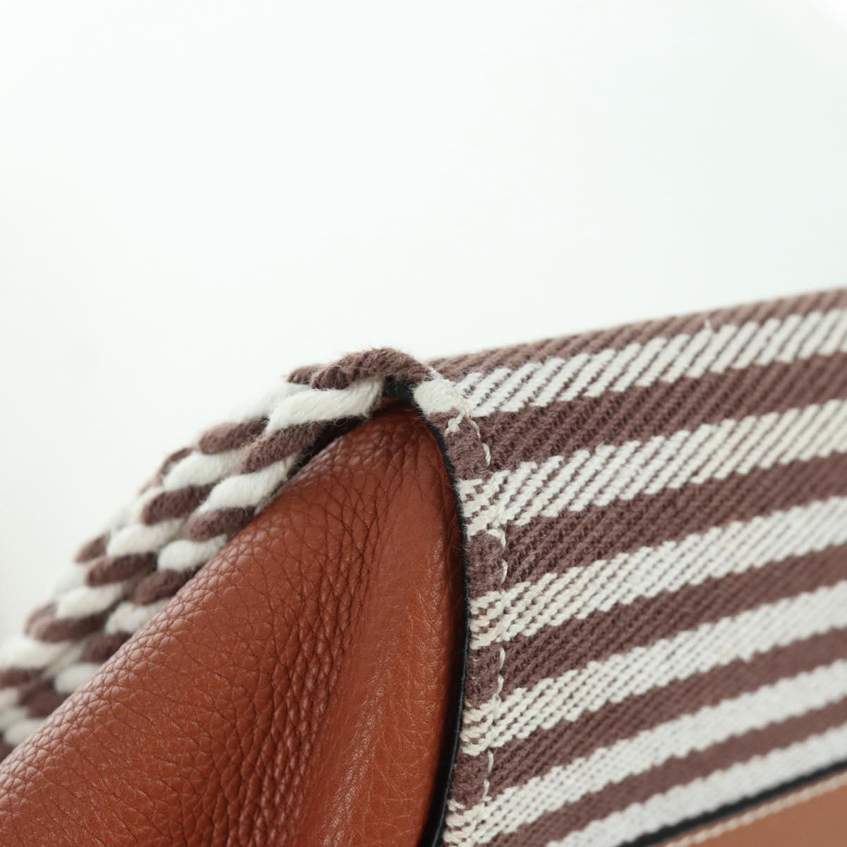LOEWE Hammock Small Hand Bag Canvas Leather 2way Brown Silver Auth BAZ780V