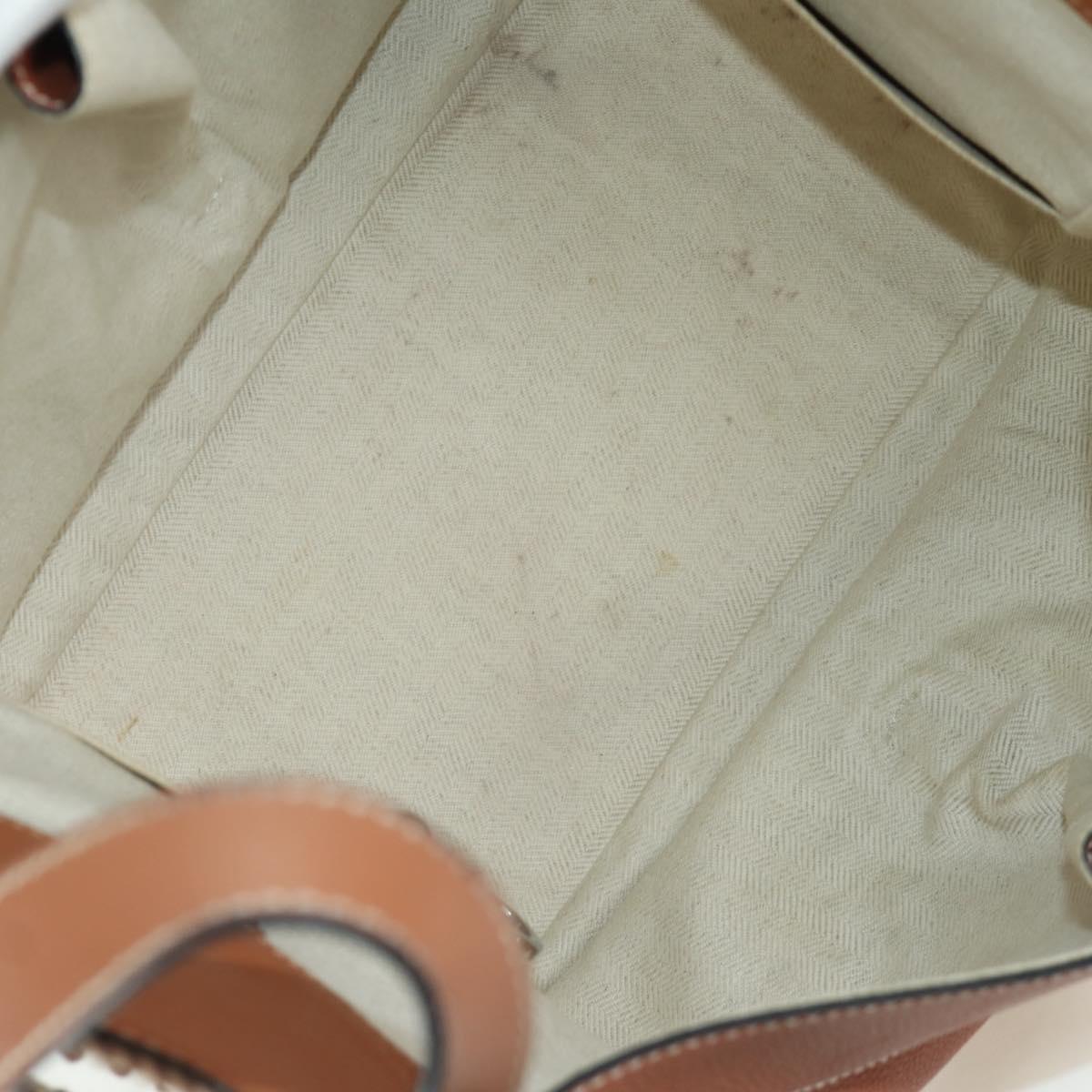 LOEWE Hammock Small Hand Bag Canvas Leather 2way Brown Silver Auth BAZ780V
