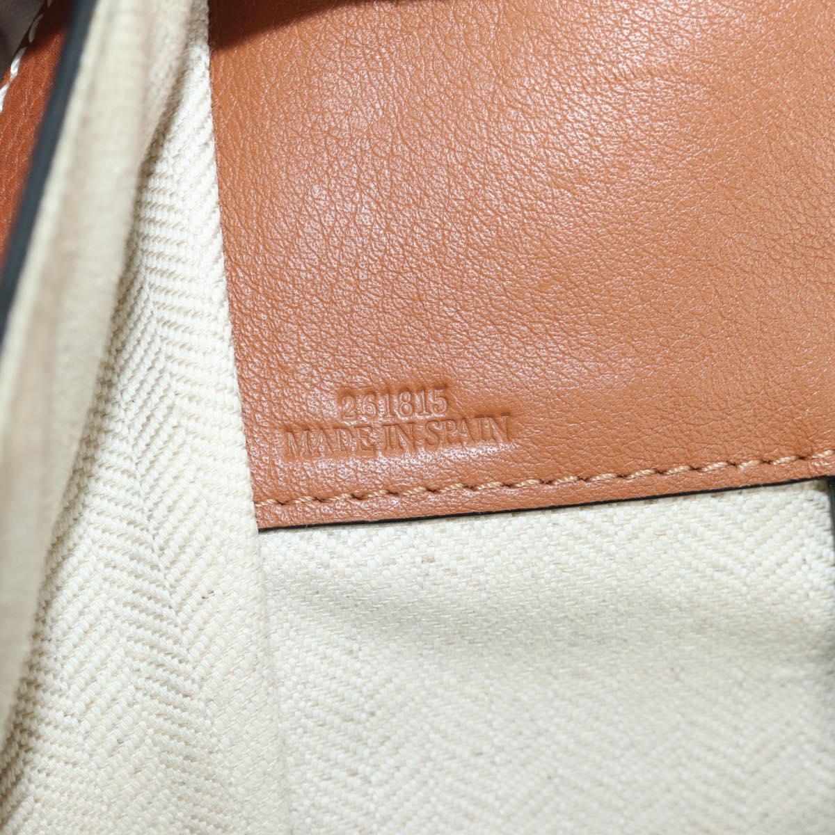 LOEWE Hammock Small Hand Bag Canvas Leather 2way Brown Silver Auth BAZ780V