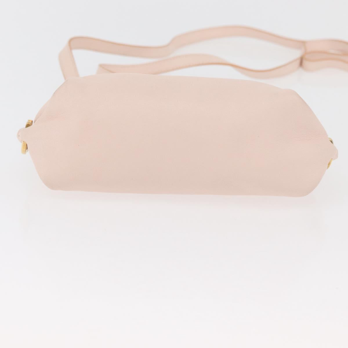 Salvatore Ferragamo Gancini Hand Bag Leather 2way Pink Gold Auth BAZ784A
