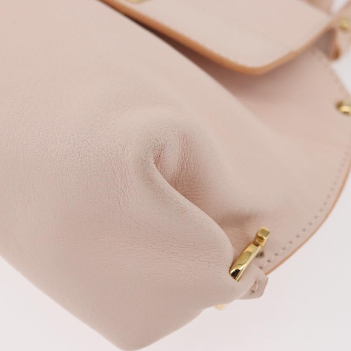 Salvatore Ferragamo Gancini Hand Bag Leather 2way Pink Gold Auth BAZ784A