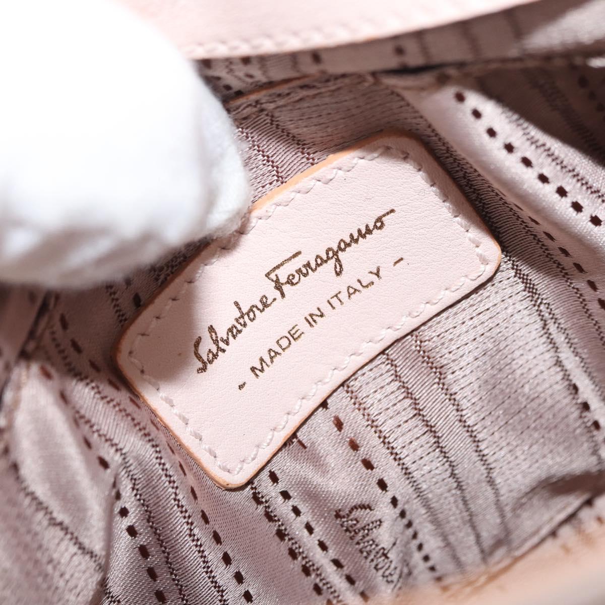 Salvatore Ferragamo Gancini Hand Bag Leather 2way Pink Gold Auth BAZ784A