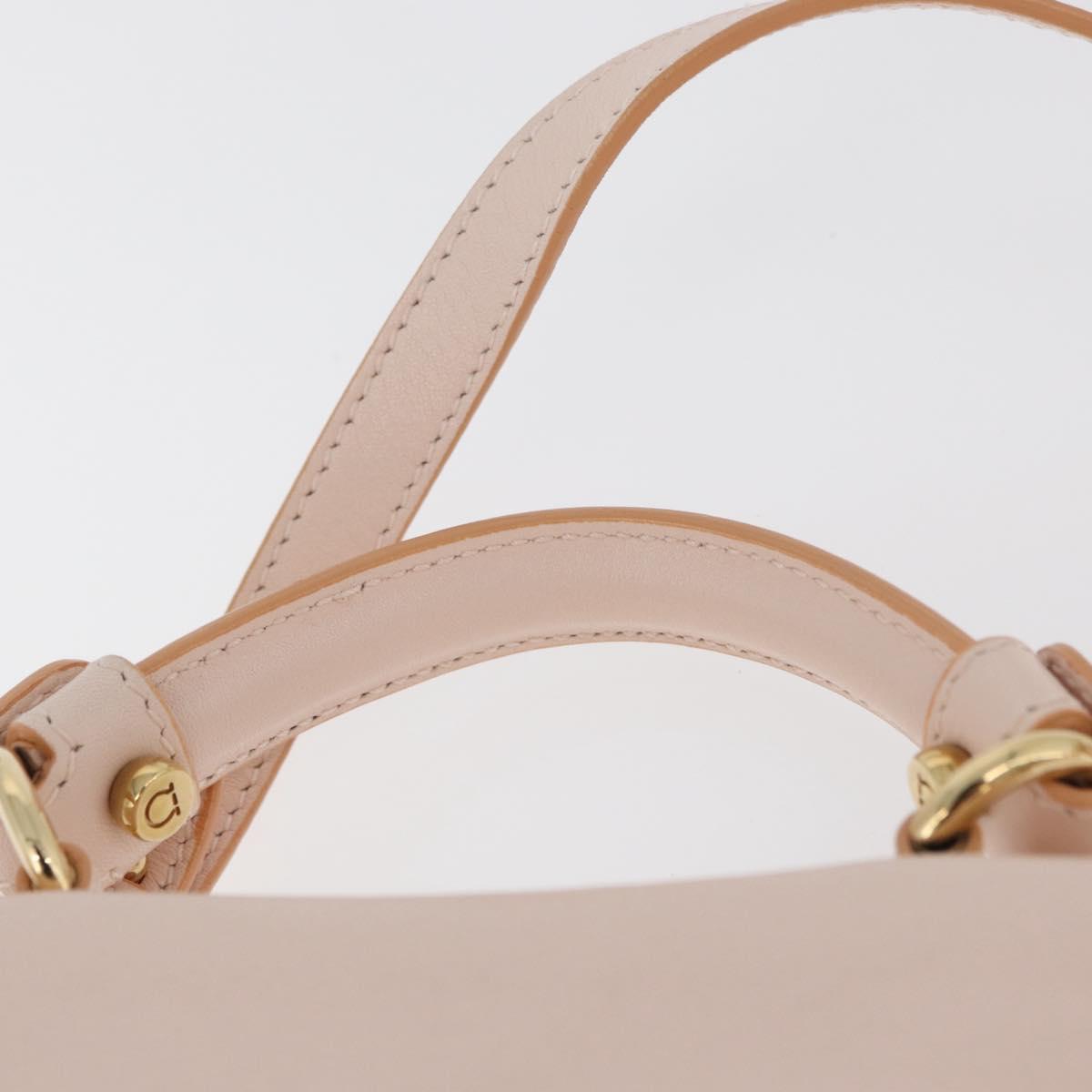 Salvatore Ferragamo Gancini Hand Bag Leather 2way Pink Gold Auth BAZ784A