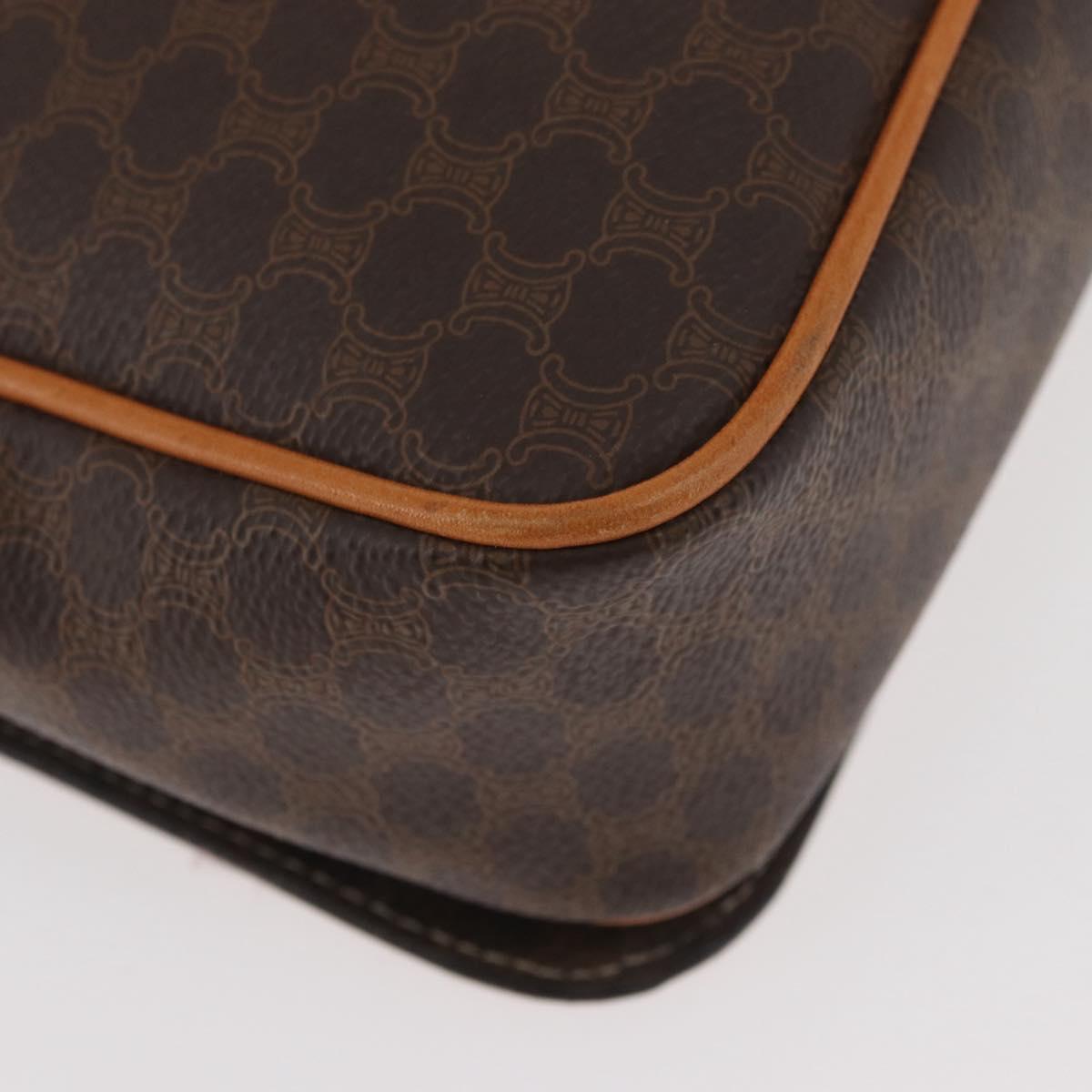 CELINE Macadam Canvas Shoulder Bag PVC Leather Brown Gold Auth BAZ794