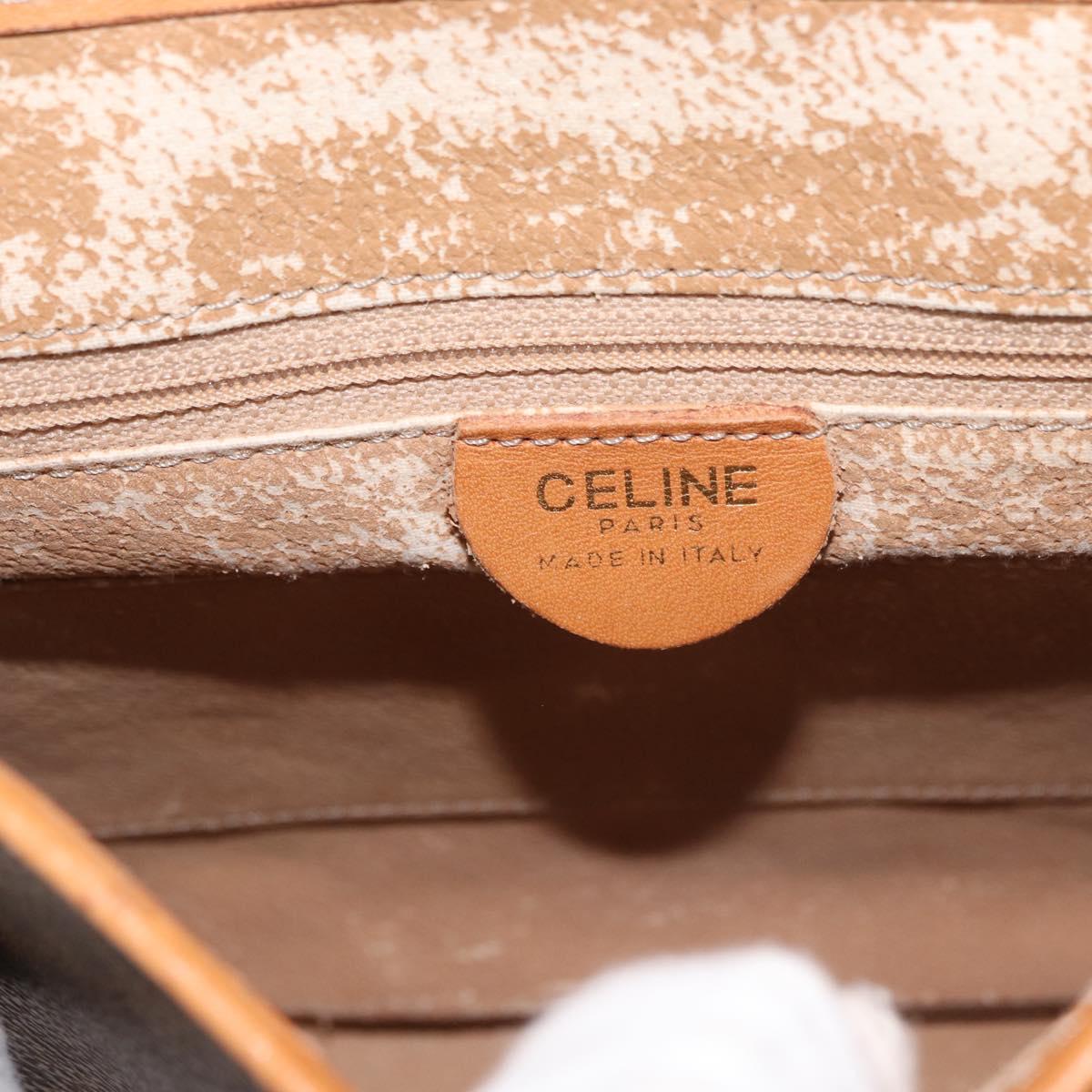 CELINE Macadam Canvas Shoulder Bag PVC Leather Brown Gold Auth BAZ794