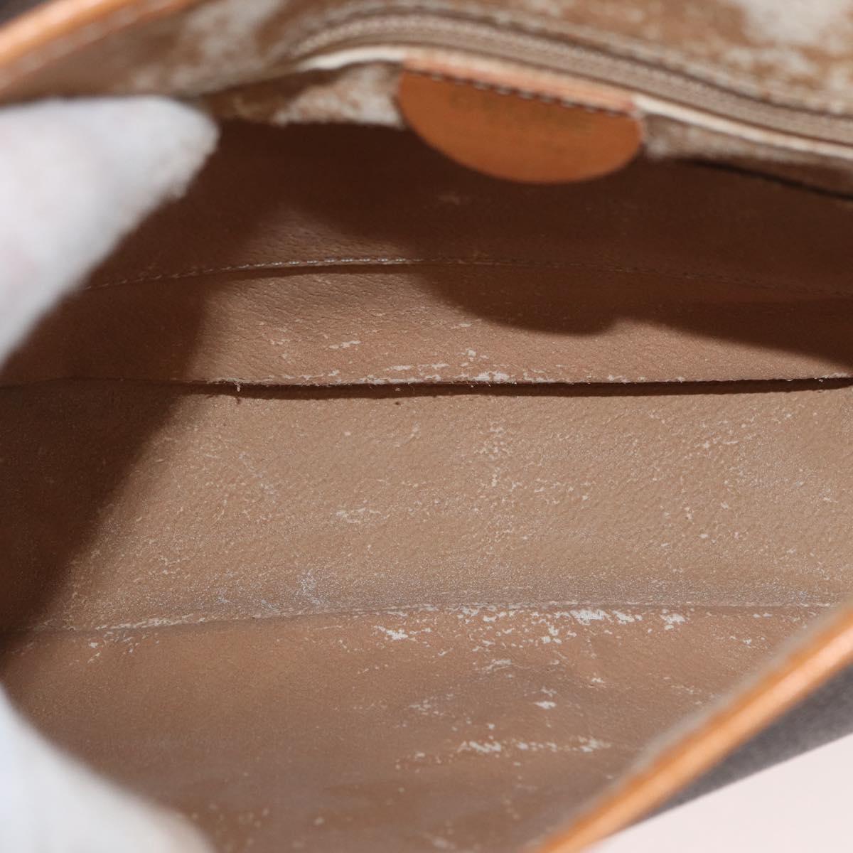 CELINE Macadam Canvas Shoulder Bag PVC Leather Brown Gold Auth BAZ794