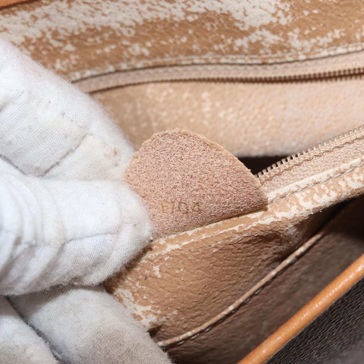 CELINE Macadam Canvas Shoulder Bag PVC Leather Brown Gold Auth BAZ794