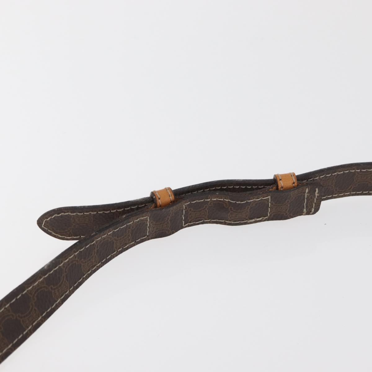 CELINE Macadam Canvas Shoulder Bag PVC Leather Brown Gold Auth BAZ794