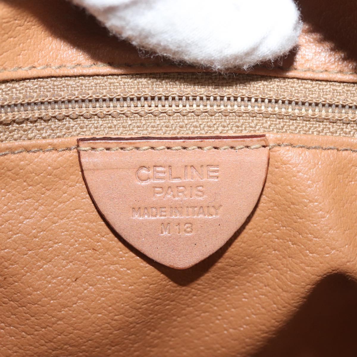 CELINE Macadam Canvas Boston Bag PVC Leather Brown Gold Auth BAZ795A