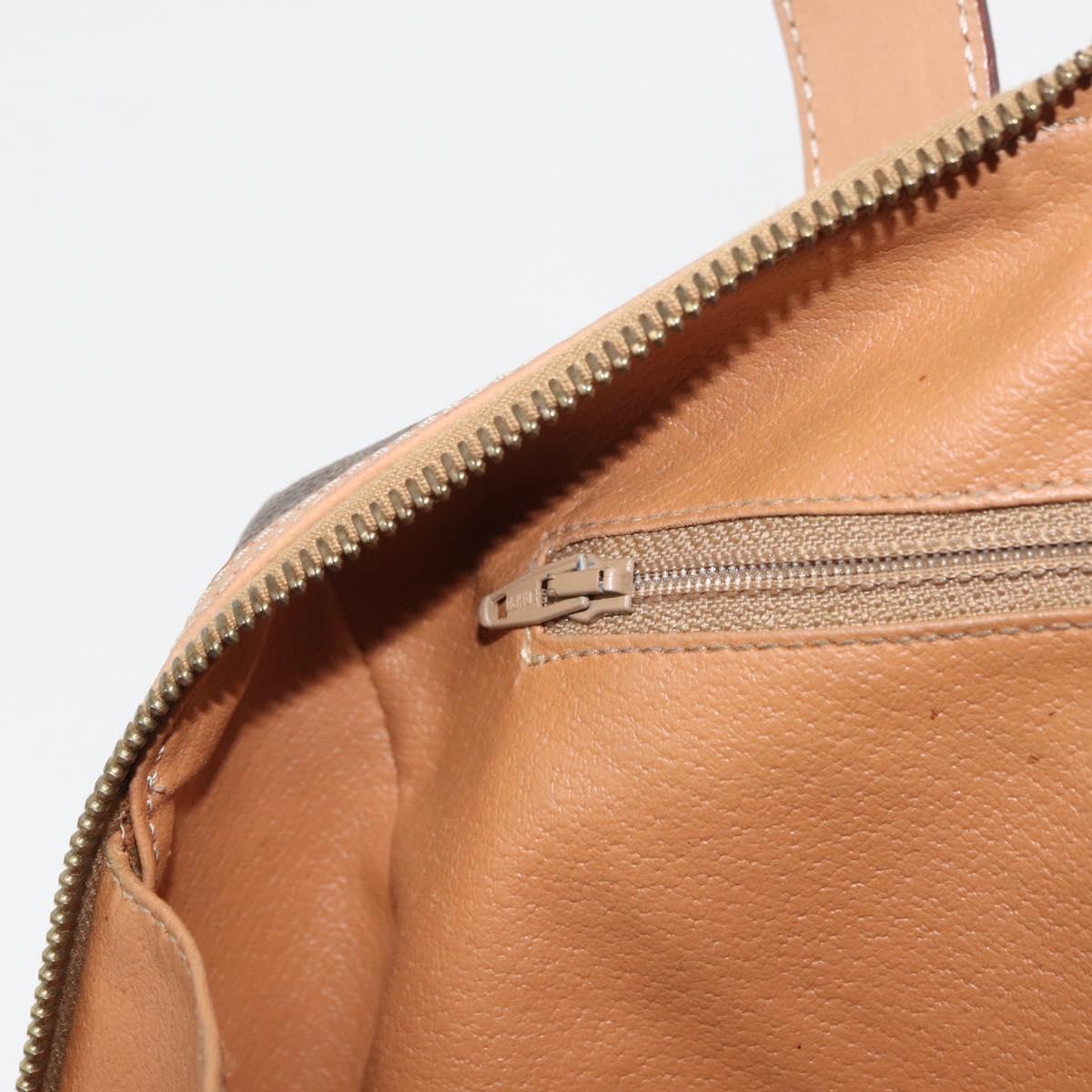 CELINE Macadam Canvas Boston Bag PVC Leather Brown Gold Auth BAZ795A