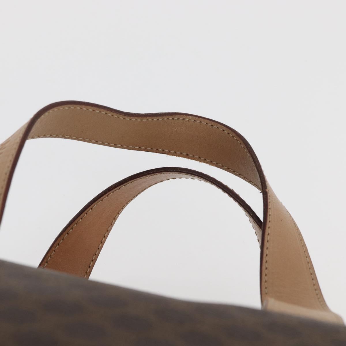 CELINE Macadam Canvas Boston Bag PVC Leather Brown Gold Auth BAZ795A
