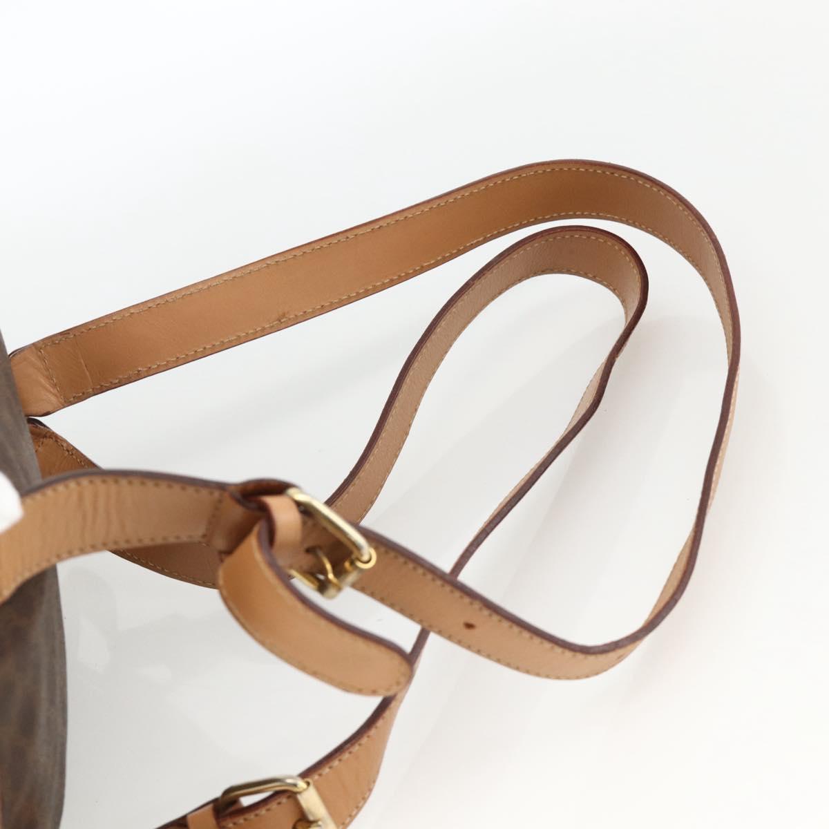 CELINE Macadam Canvas Backpack PVC Leather Brown Gold Auth BAZ796A