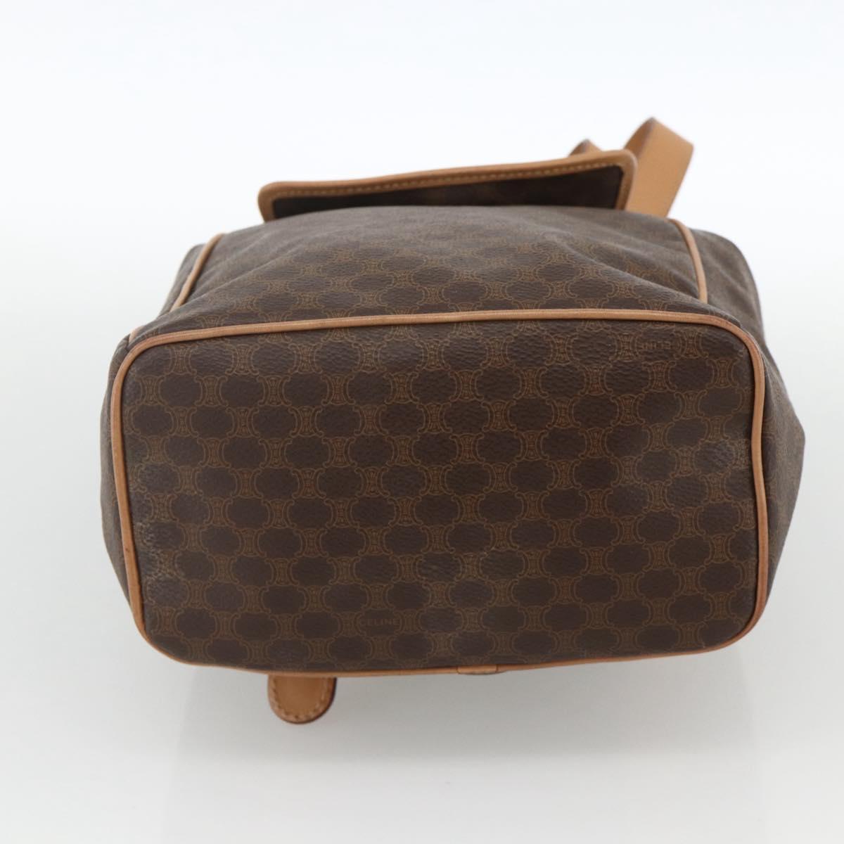 CELINE Macadam Canvas Backpack PVC Leather Brown Gold Auth BAZ796A