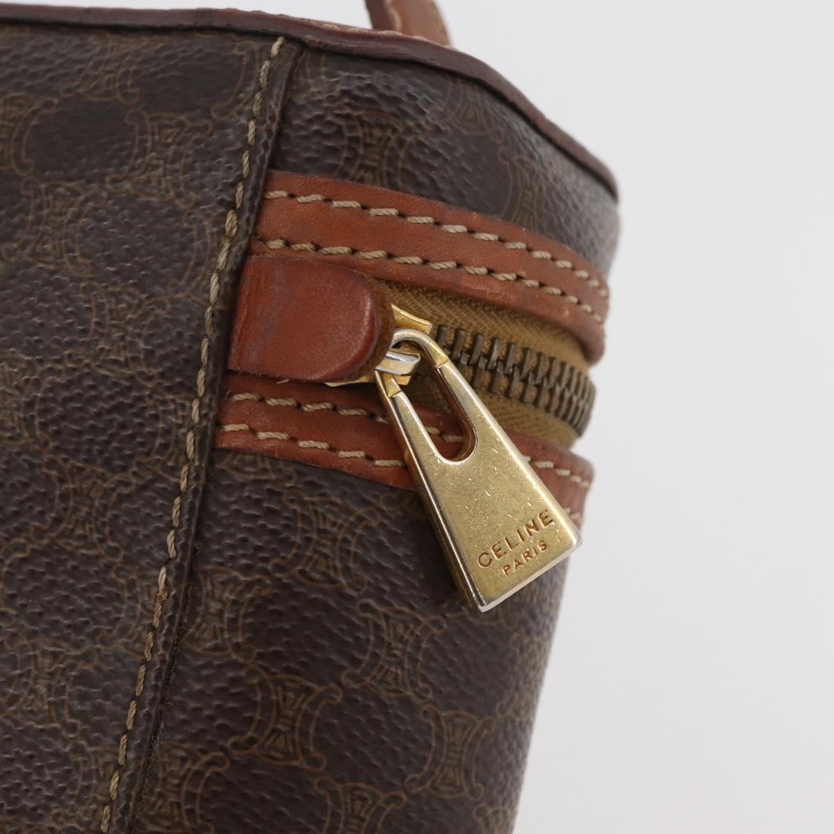 CELINE Macadam Canvas Hand Bag PVC Leather Brown Gold Auth BAZ799
