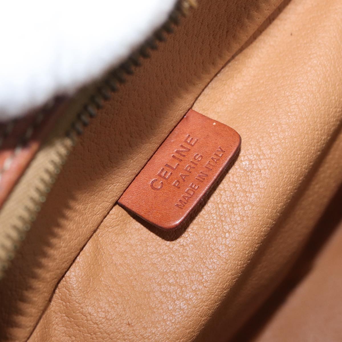 CELINE Macadam Canvas Hand Bag PVC Leather Brown Gold Auth BAZ799