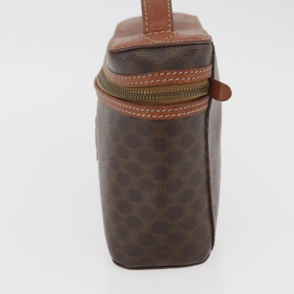 CELINE Macadam Canvas Hand Bag PVC Leather Brown Gold Auth BAZ799