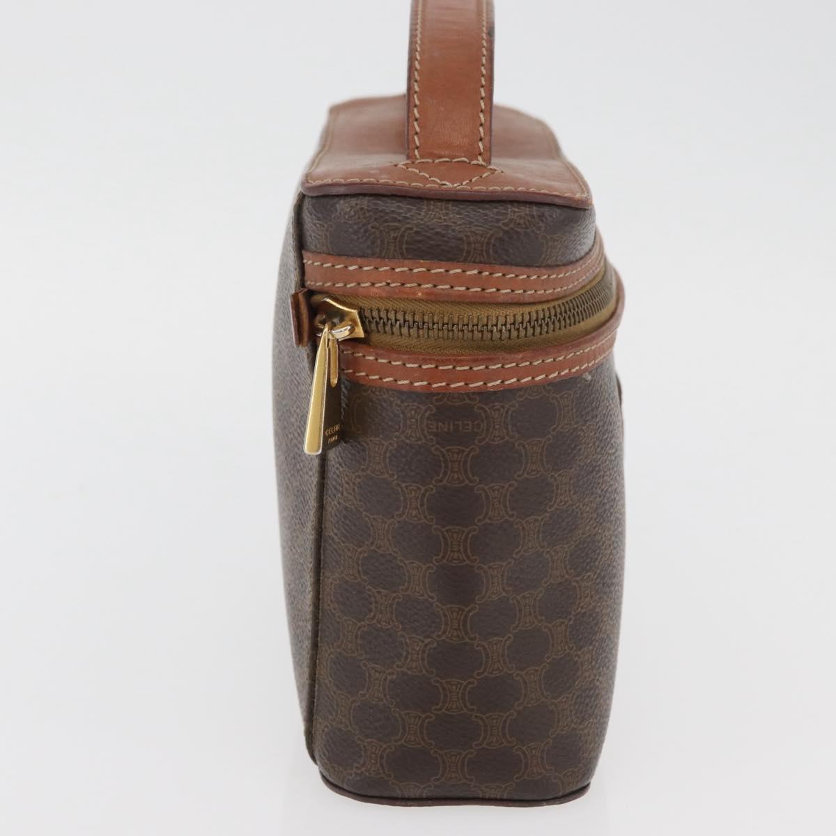 CELINE Macadam Canvas Hand Bag PVC Leather Brown Gold Auth BAZ799