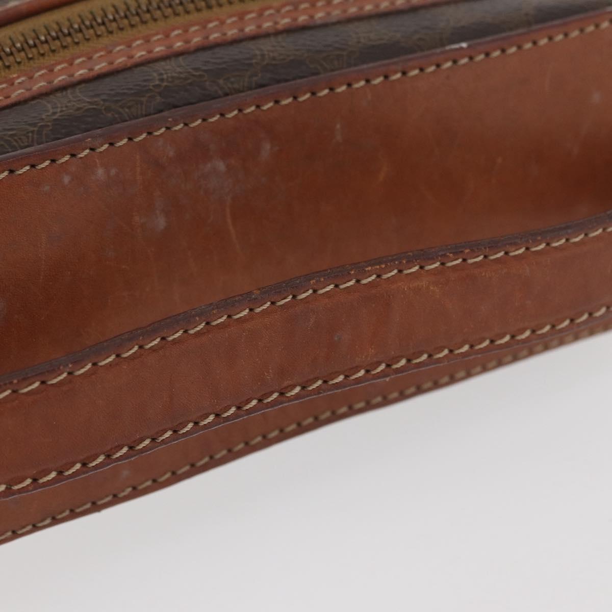 CELINE Macadam Canvas Hand Bag PVC Leather Brown Gold Auth BAZ799