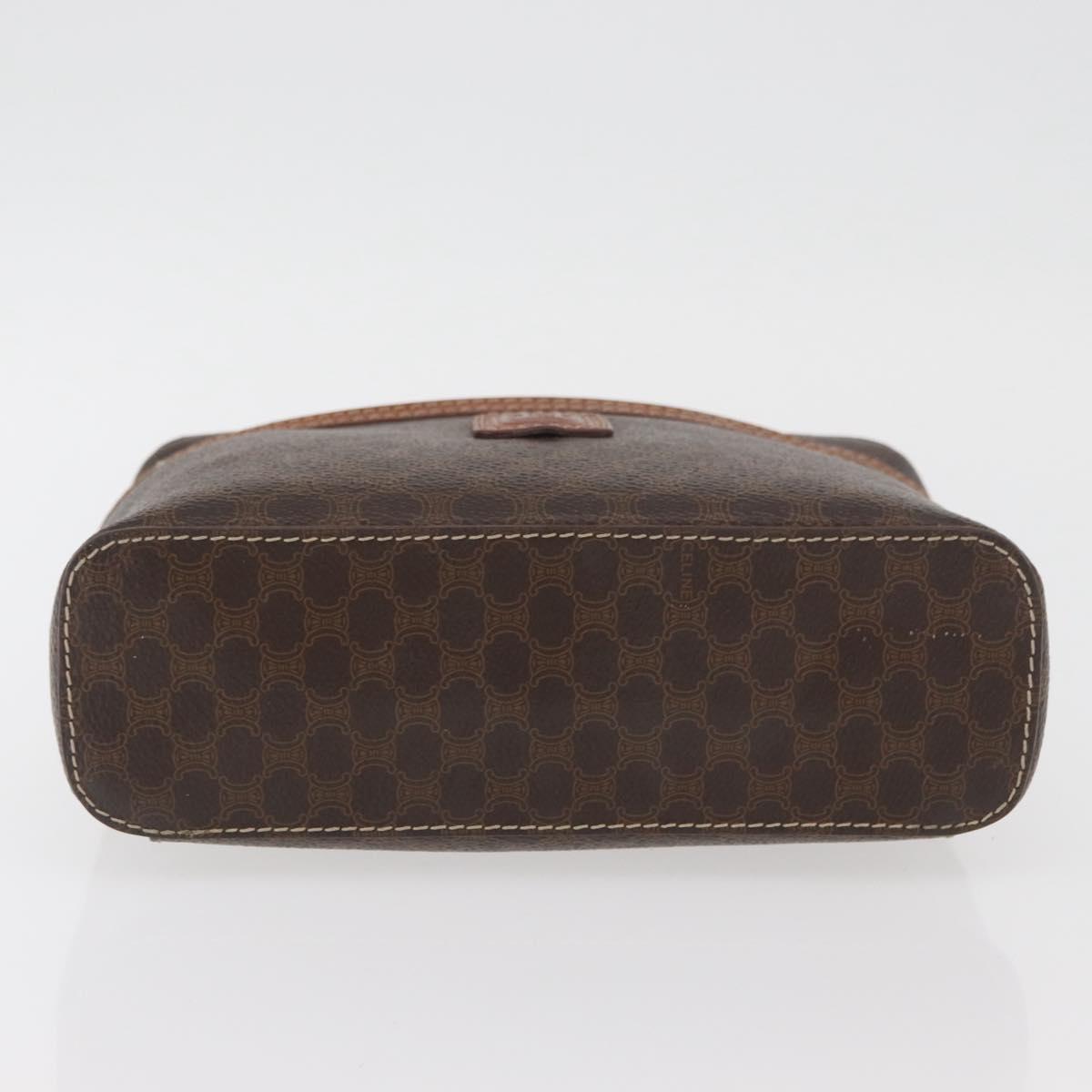 CELINE Macadam Canvas Hand Bag PVC Leather Brown Gold Auth BAZ799