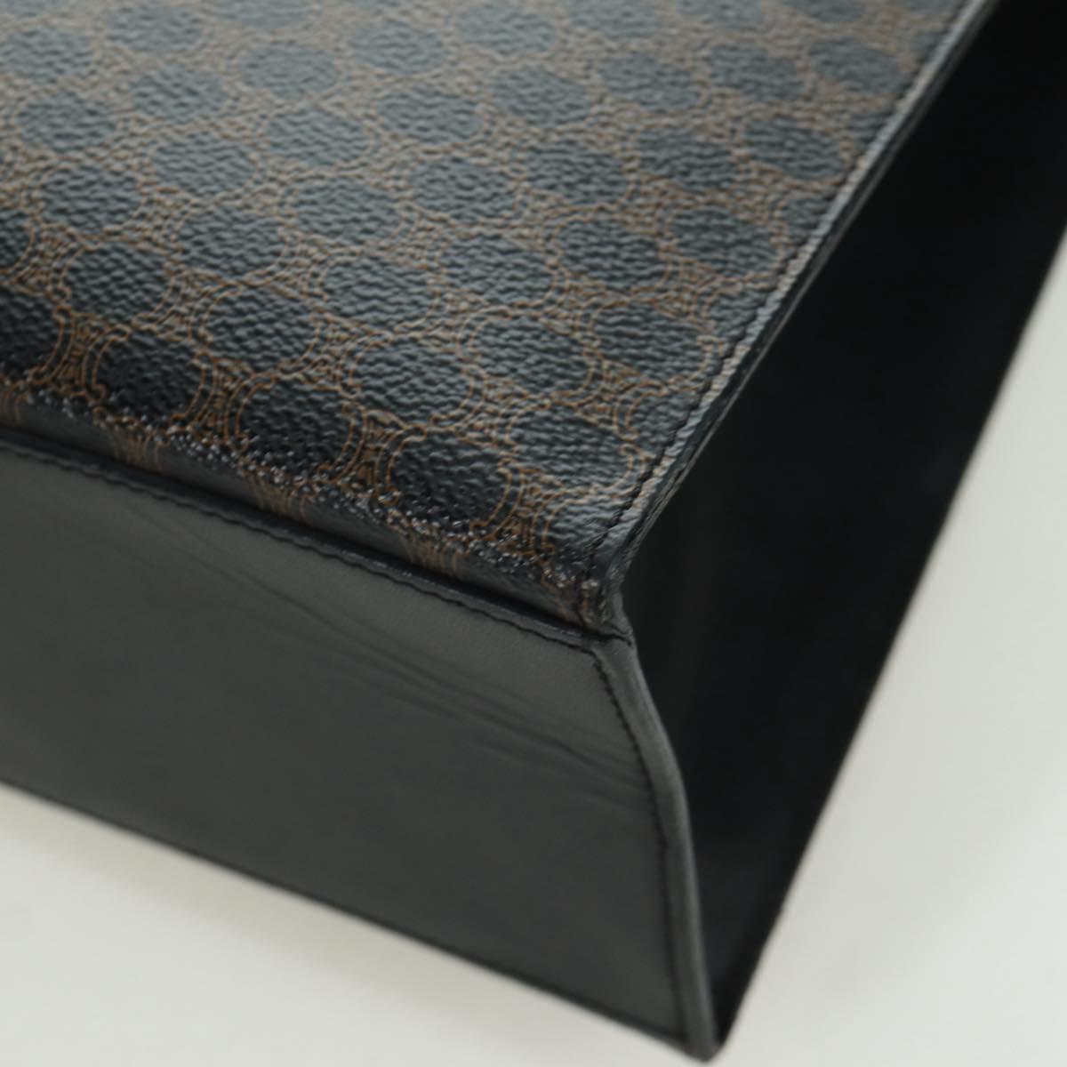 CELINE Macadam Canvas Hand Bag PVC Leather Black Gold Auth BAZ800V