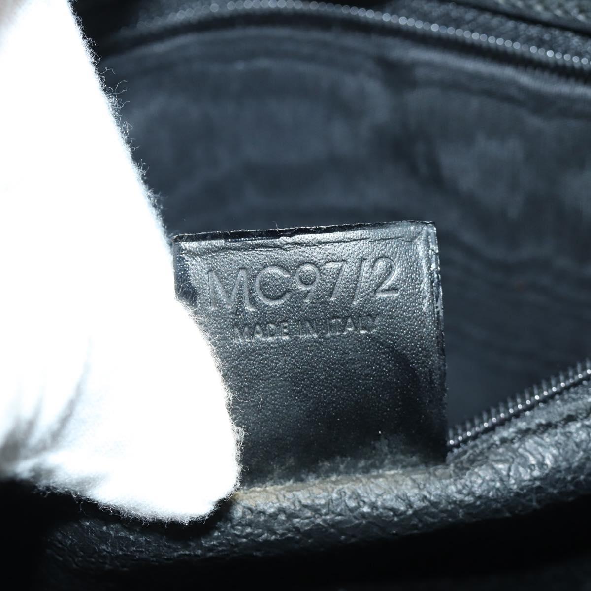 CELINE Macadam Canvas Hand Bag PVC Leather Black Gold Auth BAZ800V
